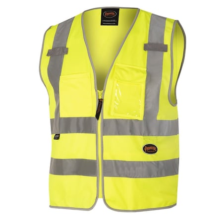 Pioneer Tricot Safety Vest, Green, Large, 2 Stripe V1025160U-L